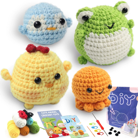 AMIGURUMI Häkel-Set für Anfänger – Tiere häkeln (inkl. Garn & Zubehör) + Video-Anleitung