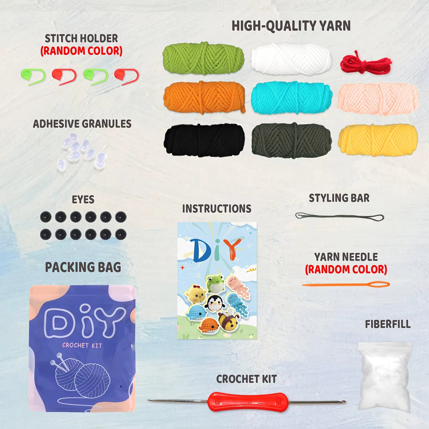 AMIGURUMI Häkel-Set für Anfänger – Tiere häkeln (inkl. Garn & Zubehör) + Video-Anleitung