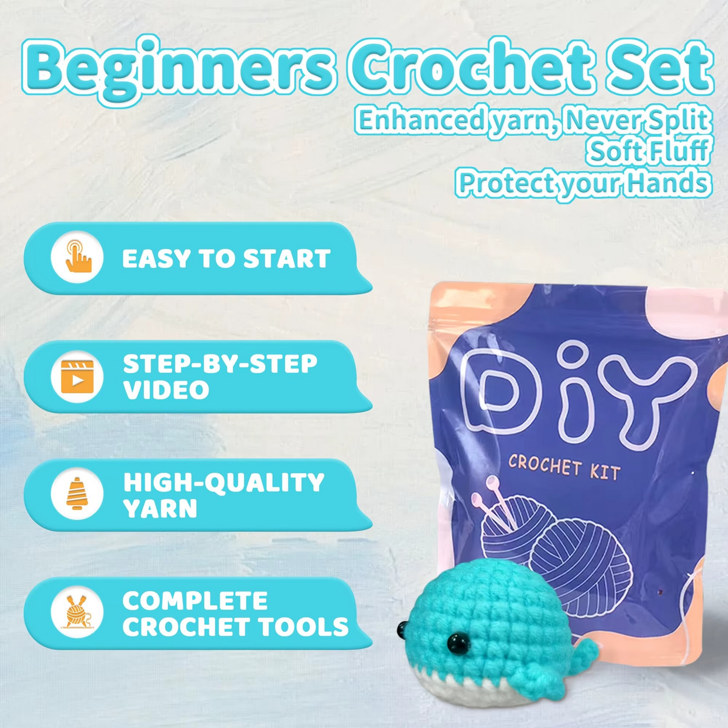 AMIGURUMI Häkel-Set für Anfänger – Tiere häkeln (inkl. Garn & Zubehör) + Video-Anleitung